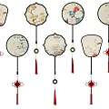 Traditional Chinese Circular Hanging Ornaments With Floral Bird Patterns And Tassels