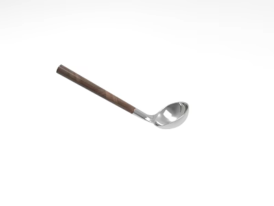 Elegant Tableware Set With Wooden Handle And Stainless Steel Spoon For Modern Kitchen Dining 3d model