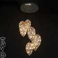 Sparkling Heart Shaped Crystal Chandelier With Multiple Hanging Pendants For Interior