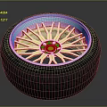 Stylish Car Parts With Gold Wheel Rim And High Performance Tire