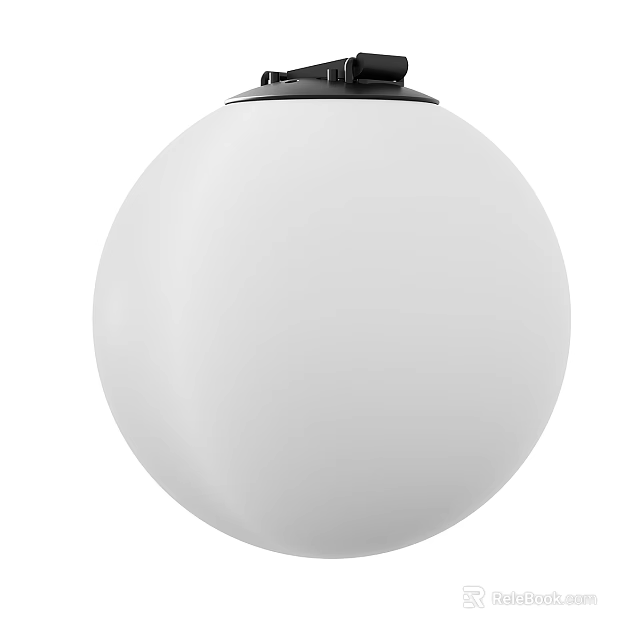 Modern White Spherical Frosted Glass Pendant Light With Matte Black Ceiling Base 3d model 