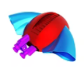 Red Toy Rocket Model With Blue Wings And Purple Top Components 3d model