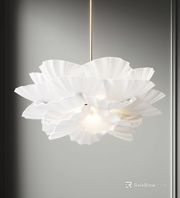 Elegant Modern White Layered Petal Chandelier Interior Lighting Fixture Design 3d model 