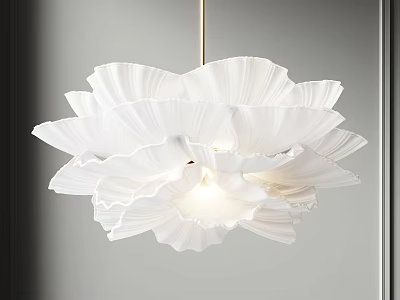 Elegant Modern White Layered Petal Chandelier Interior Lighting Fixture Design 3d model