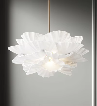 Elegant Modern White Layered Petal Chandelier Interior Lighting Fixture Design 3d model
