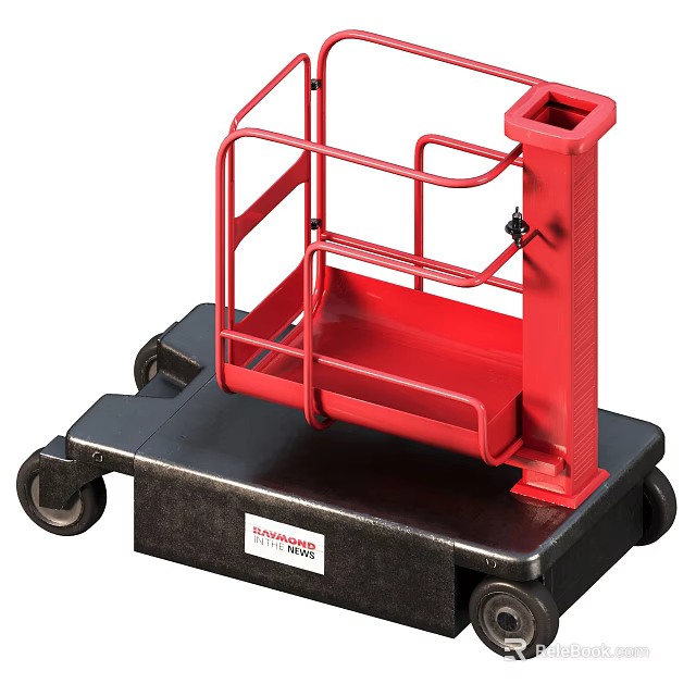 Red Heavy Duty Mobile Platform With Steel Frame For Industrial Transportation 3d model 