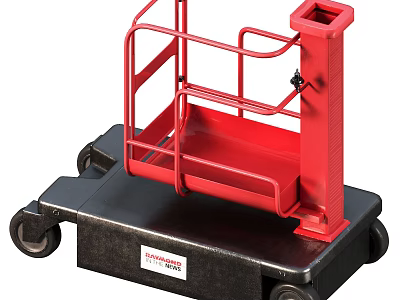 Red Heavy Duty Mobile Platform With Steel Frame For Industrial Transportation 3d model