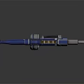 Blue Sci-Fi Weapon Rifle With Silver Accents Scope And Barrel Design 3d model