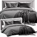 Modern Double Bed with Soft Gray Bedspread and Plush Pillows in Cozy Bedroom