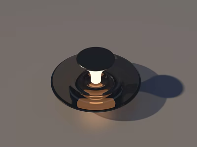Black Circular Decorative Object With White Center Light Brown Base Reflection And Modern Design 3d model
