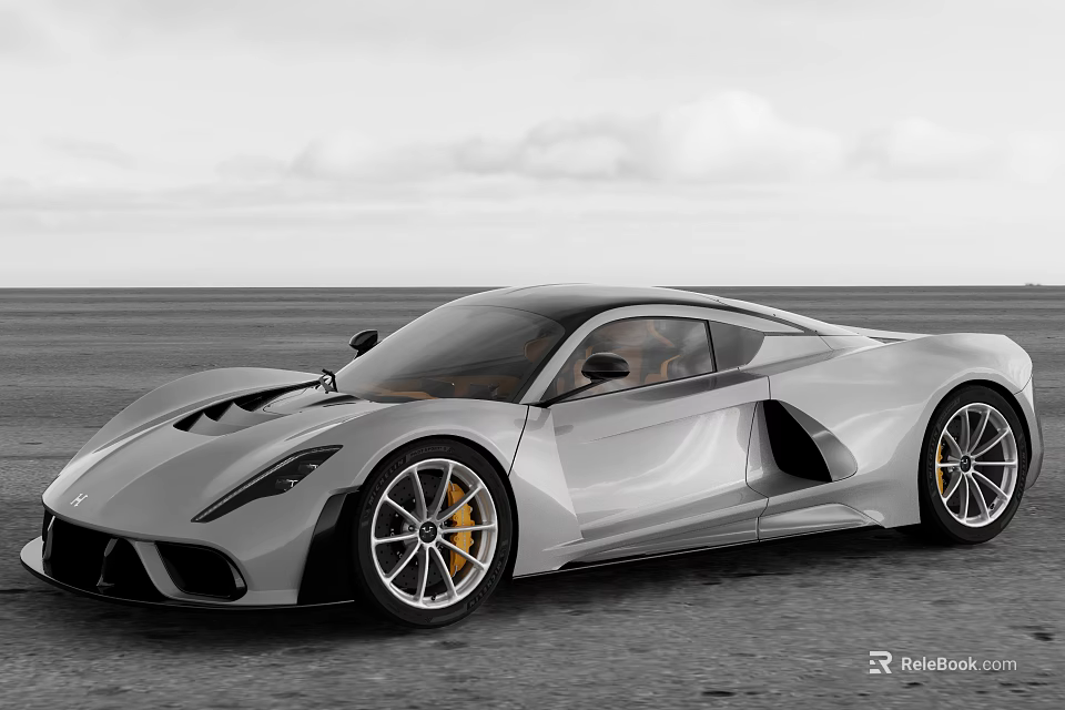 Sleek Silver Sports Car With Streamlined Body And High Performance Alloy Wheels 3d model 
