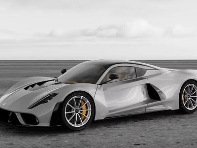 Sleek Silver Sports Car With Streamlined Body And High Performance Alloy Wheels 3d model