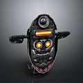 Futuristic Mechanical Gate With Metallic Structure Detailed Gear Components And Orange Glowing Circular Lights