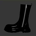 Practical Black Rubber Rain Boots With Zipper And Thick Sole For Daily Living Supplies