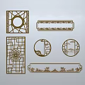 Traditional Carved Lattice Windows with Various Geometric Floral Landscape Patterns Square Round Rectangular Shapes