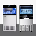Commercial Ice Machines With Stainless Steel Exterior And Transparent Window For Ice