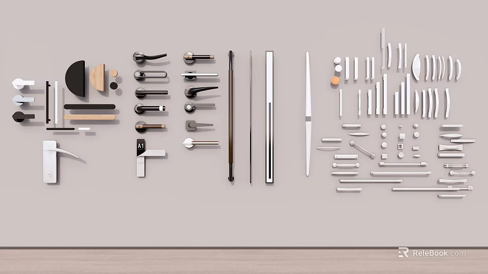 Various Modern Door Handles With Stylish Designs And Functional Features 3d model