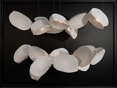 Modern White Chandelier Design With Irregular Hanging Petal Like Panels For Interior Decoration 3d model