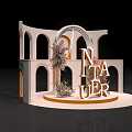 Photo Check In Spot With Arches Floral Decorations And NATURE Letters Elegant Layered Design