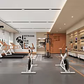 Contemporary Fitness Gym Interior Featuring Treadmills Strength Training Equipment And Marked Floor Lines 3d model