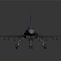 Streamlined Military Fighter Jet With Blue Canopy Gray Fuselage And Weapon Mounts