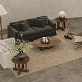 Modern Sofa and Coffee Table Set with Side Tables Table Lamps Woven Rug and Armchair