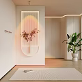 Modern Linear Lighting Partition Interior Design With Green Plant And Vase