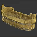 Rustic Wooden Household Storage Container With Curved Shape And Carved Holes