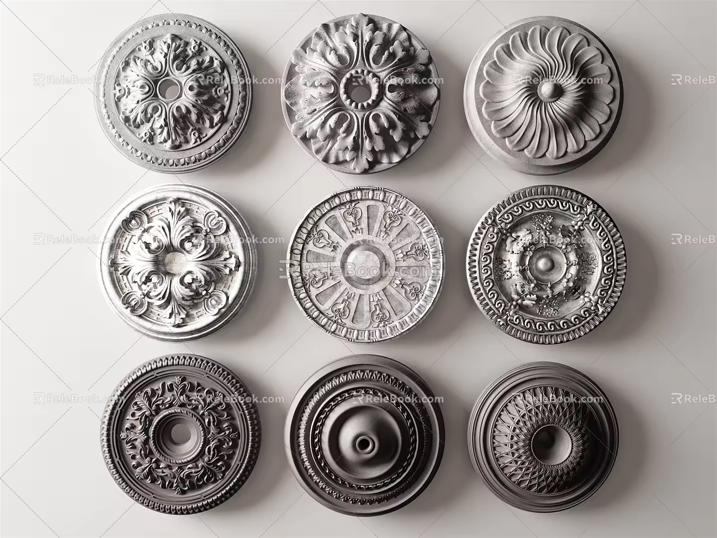 European-style lamp plate carved 3d model