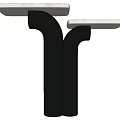 Three Modern Corner Tables With Marble Top And Black Curved Legs
