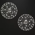 Pair of Modern Spherical Chandeliers With Small Bulbs And Intricate Wireframe Design