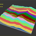 3D Topographic Terrain Model Featuring Green Blue Color And Mountainous Textured Surface