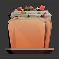 3D Printer Generated Sliced Bread Model With Colorful Fruit On Tray 3d model