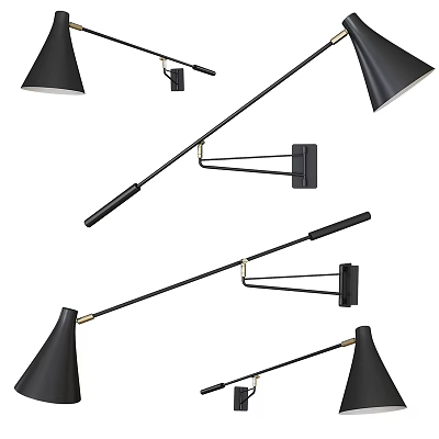 Modern Black Wall Sconce With Adjustable Arm And Sleek Minimalist Design 3d model