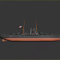 Vintage Warship Model With Black Red Hull Masts And Detailed Design