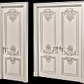 Elegant White Double Doors With Intricate Carved Patterns And Classic Design 3d model