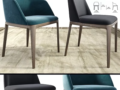 Modern Single Chair With Teal And Black Velvet Upholstery And Wooden Legs 3d model