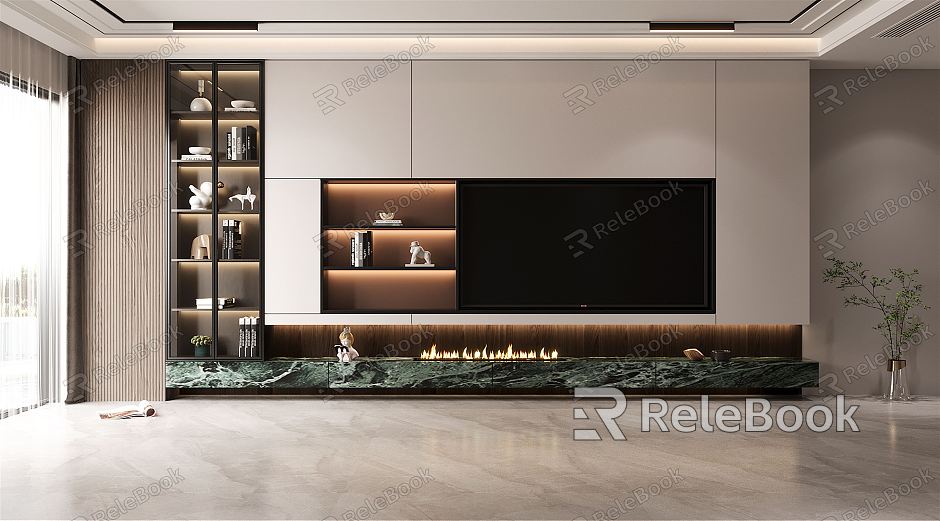 Modern TV background wall TV background model