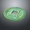 Unique Green Ancient Coin Jewelry Featuring Round Shape Square Center Hole And Engraved Patterns