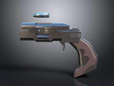 Futuristic Sci Fi Handgun Weapon Featuring Metallic Body And Ergonomic Grip Design 3d model