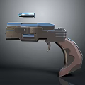 Futuristic Sci Fi Handgun Weapon Featuring Metallic Body And Ergonomic Grip Design