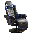 Ergonomic Black and Blue Leather Gaming Office Chair with Adjustable Recline and Comfortable Design