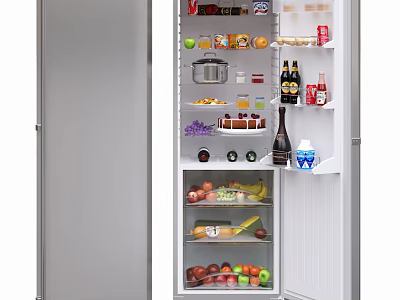Organized Kitchen Refrigerator Interior With Fresh Fruits Vegetables And Food Items 3d model