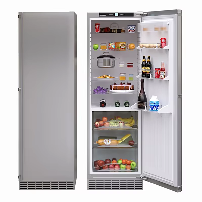 Organized Kitchen Refrigerator Interior With Fresh Fruits Vegetables And Food Items 3d model