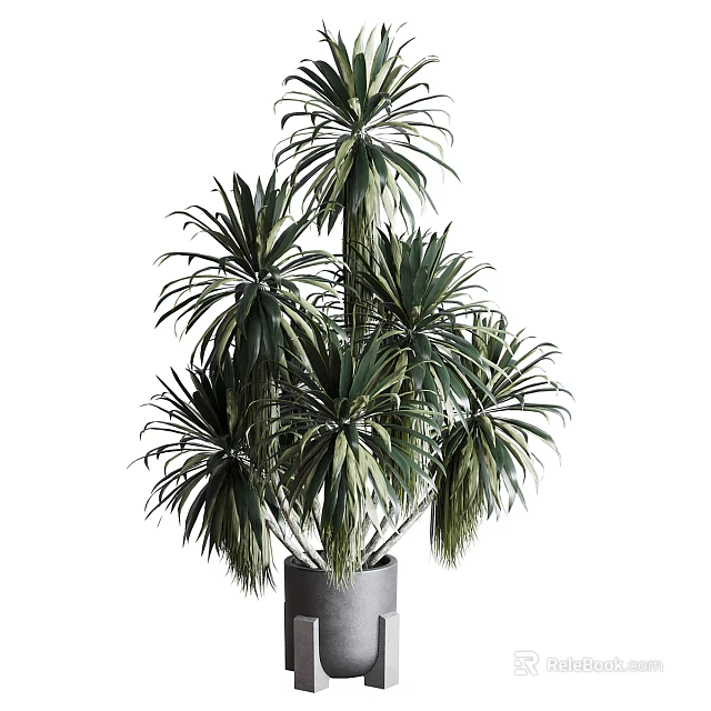 Bonsai Potted Plant With Lush Green Leaves In Decorative Gray Pot 3d model 