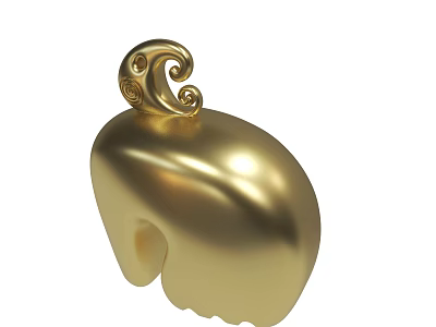 Golden Elephant Head Decorative Ornament With Spiral Design on Top 3d model