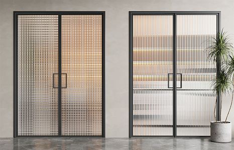 Modern sliding door glass sliding door aluminum alloy door 3d model