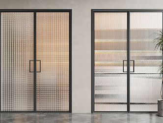 Modern sliding door glass sliding door aluminum alloy door 3d model