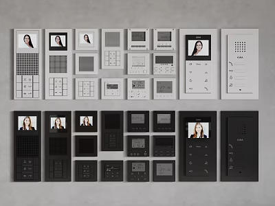 Collection Of Switch Panels In Different Black And White Styles 3d model