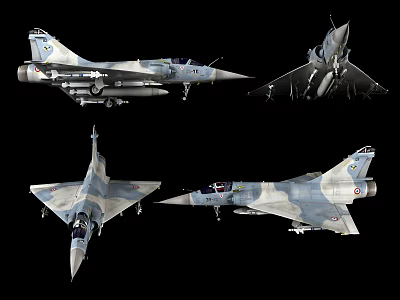 Military Fighter Jet Multiple Angles With Camouflage Paint And Weapon Systems 3d model